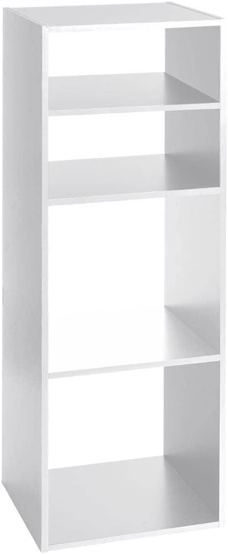 Meuble Étagère 4 Cases de Rangement Blanc H 100.5 cm