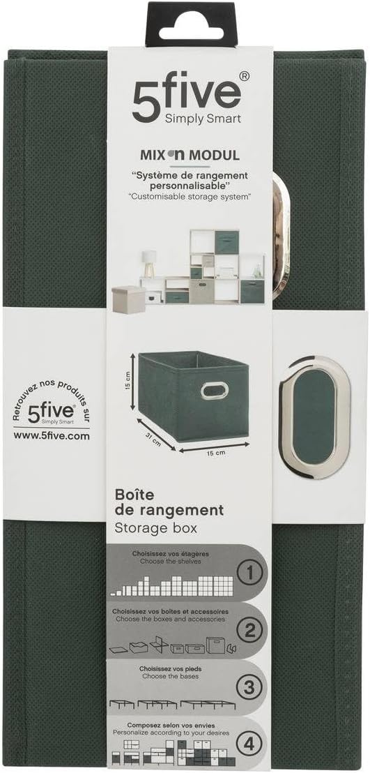 Boîte de rangement kaki de dimensions 15 x 31 x 15 cm, idéale pour organiser les petits objets 1