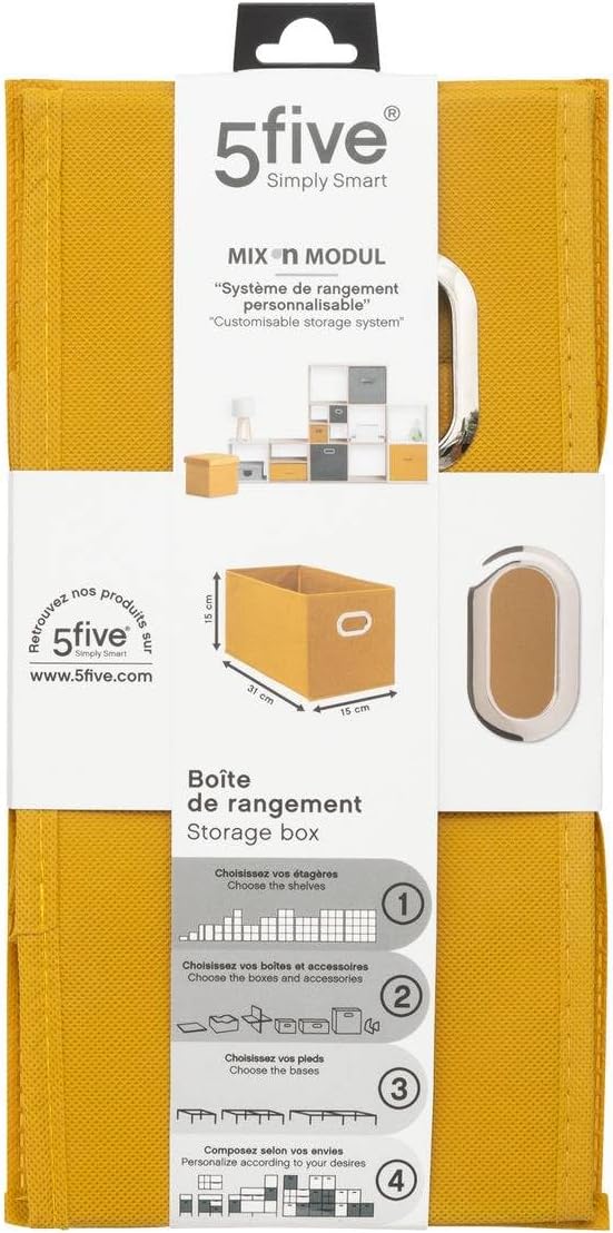 Boîte de rangement en tissu de couleur jaune moutarde, dimensions pratiques de 15 x 31 x 15 cm, parfaite pour apporter une touche de couleur et dorganisation à votre intérieur 1