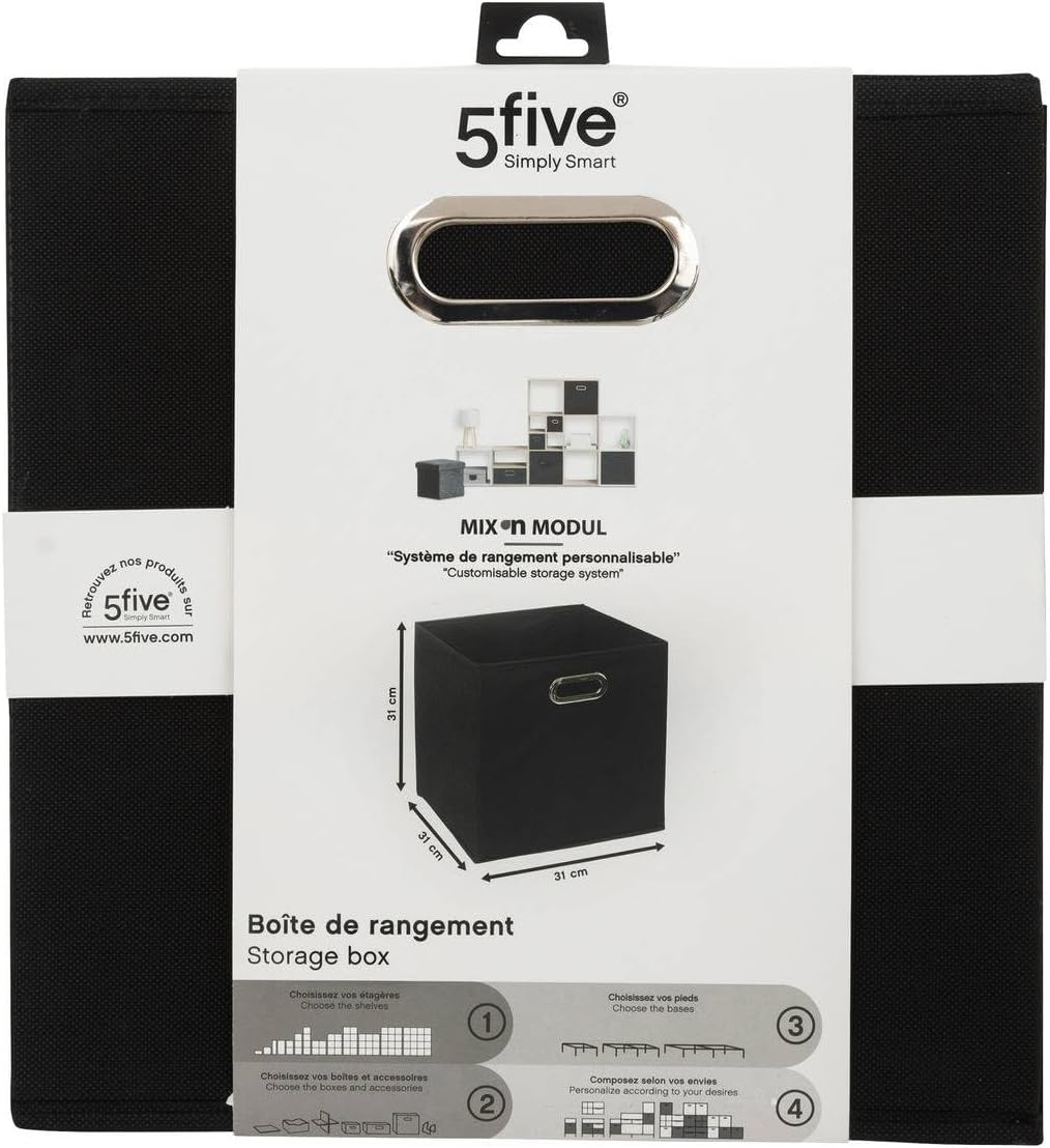 Boîte de rangement cubique noire en tissu, dimensions 31x31x31 cm, parfaite pour lorganisation intérieure 1