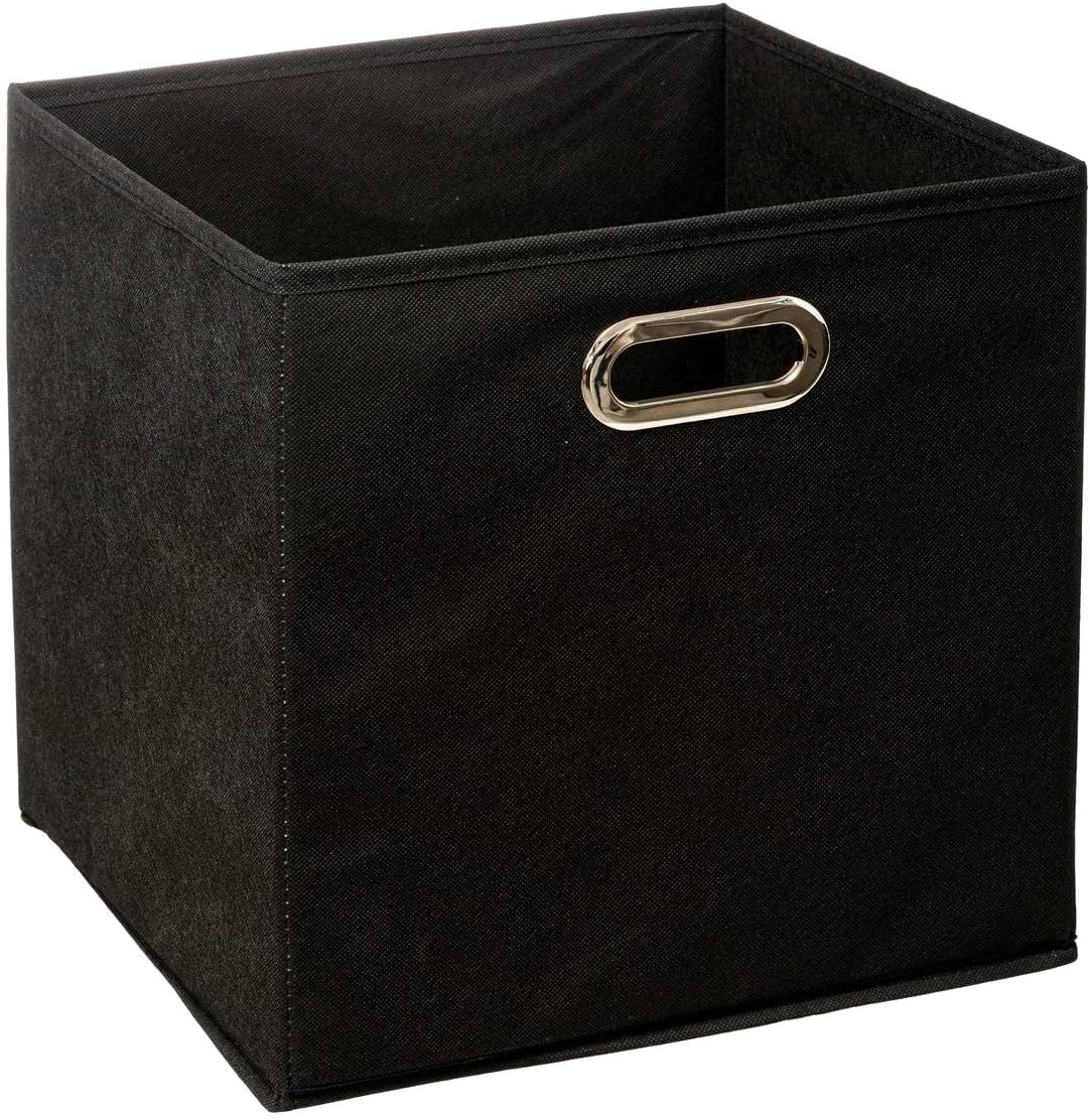 Boîte de rangement cubique noire en tissu, dimensions 31x31x31 cm, parfaite pour l'organisation intérieure