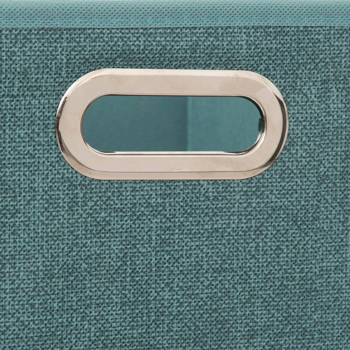Boîte de rangement carrée en tissu bleu pétrole chiné, taille 31x31x31 cm, idéale pour le stockage et lorganisation 2