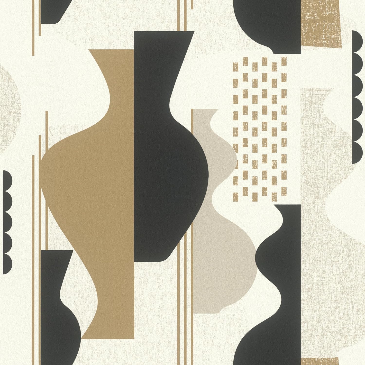 Papier peint vinyle grainé sur intissé ABSTRACT noir/ocre
