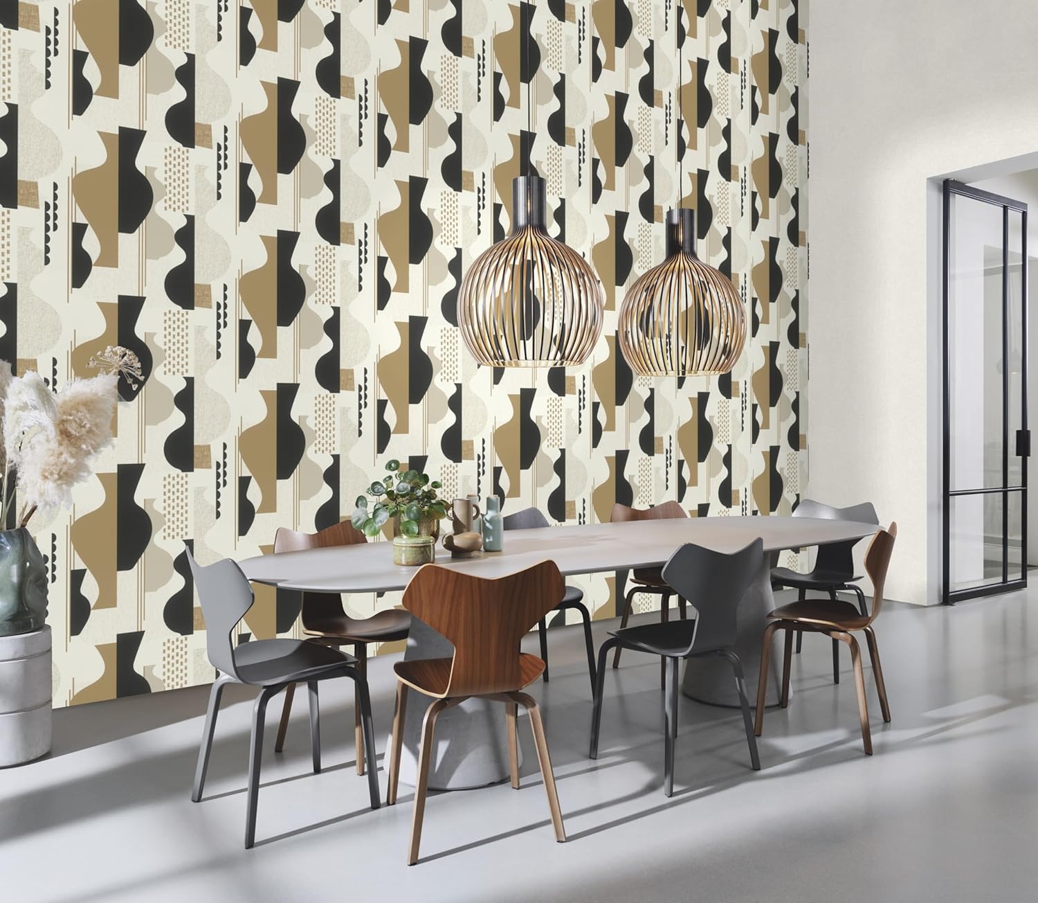 VGI MOTIF ABSTRACT OCRE NOIR 3