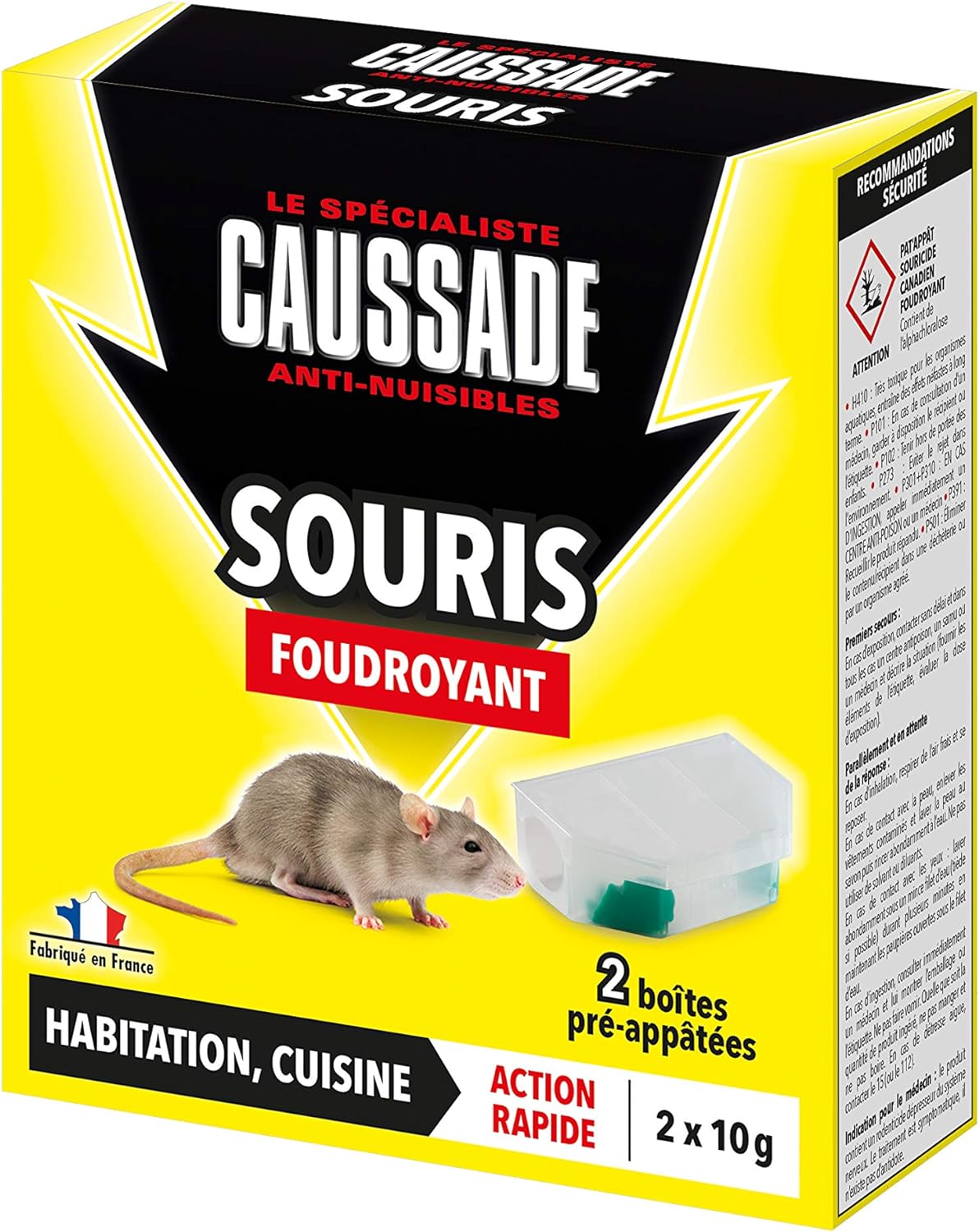 2 boîtes anti souris pré-appâtées foudroyant