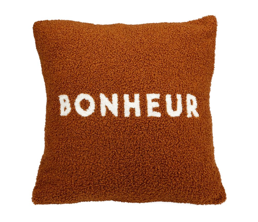 Housse De Coussin Carrée \'Bonheur\' 40x40cm