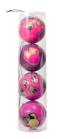 Lot 4 boules de Noël Minnie rose