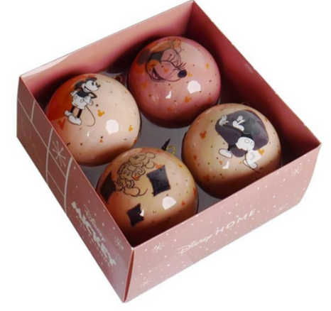 Lot de 4 boules de Noël Mickey/Minnie