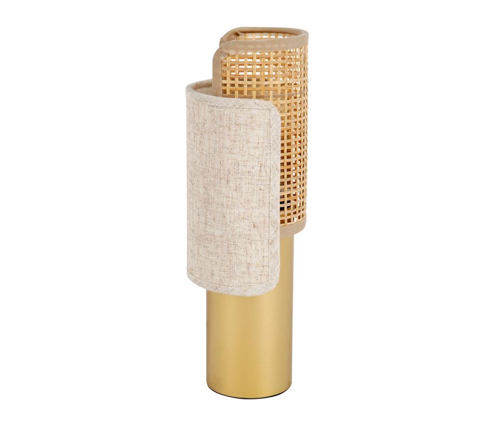 Lampe Métal Bambou Lin \'Bourgeon\' Beige Dorée