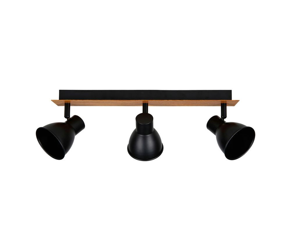 Spot Rampe En Métal 3 Abat-Jours Indus Noir \'Atelier\'