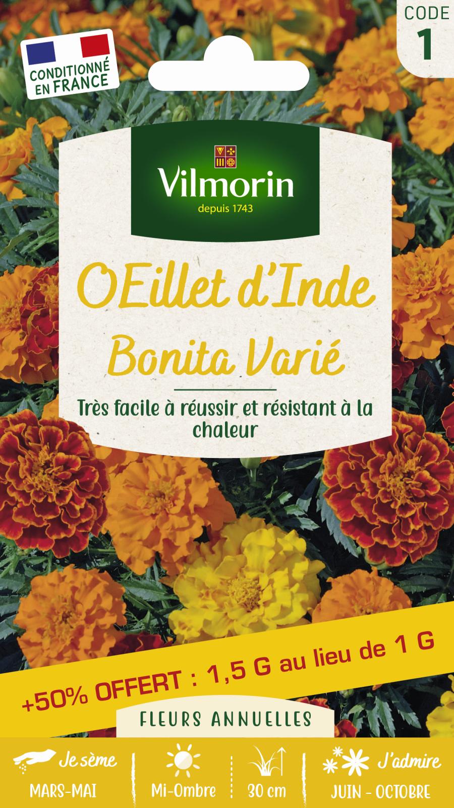 Œillet d\'Inde Bonita Varié + 50% Offert