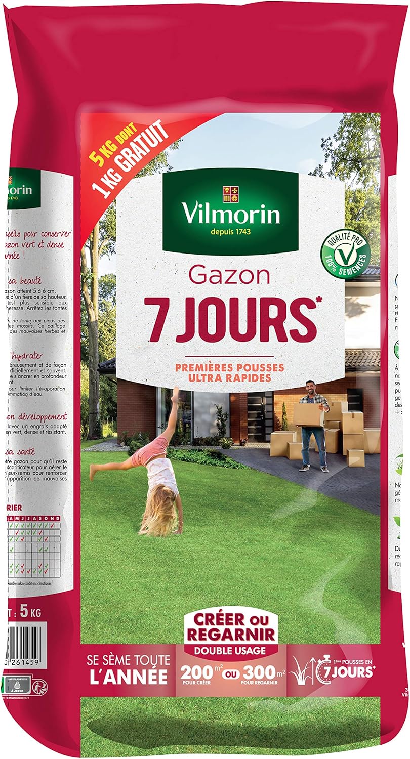 Gazon 7 Jours 5kg dont 1Kg Offert