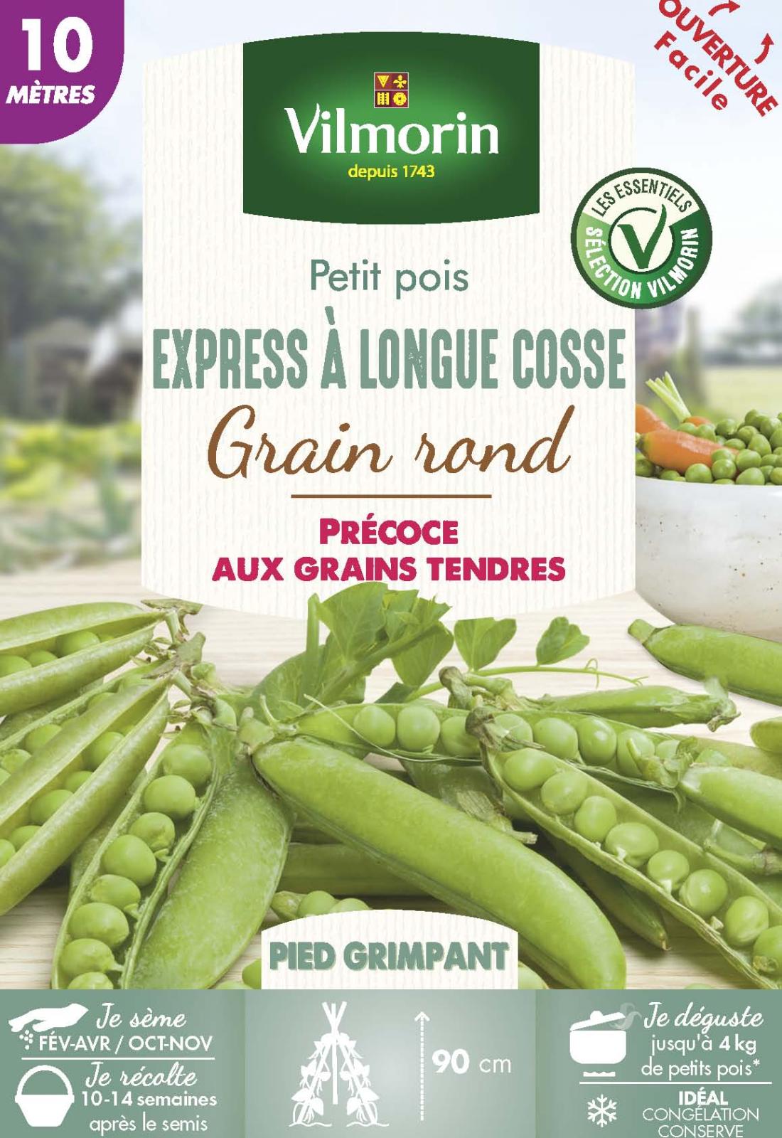 Pois Grimpant à Grain Rond Express à Longue Cosse - 10m