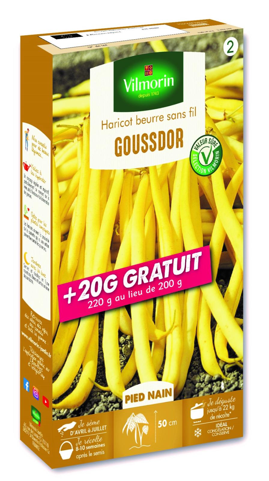Haricot Nain Beurre Goussdor + 20gr Offert