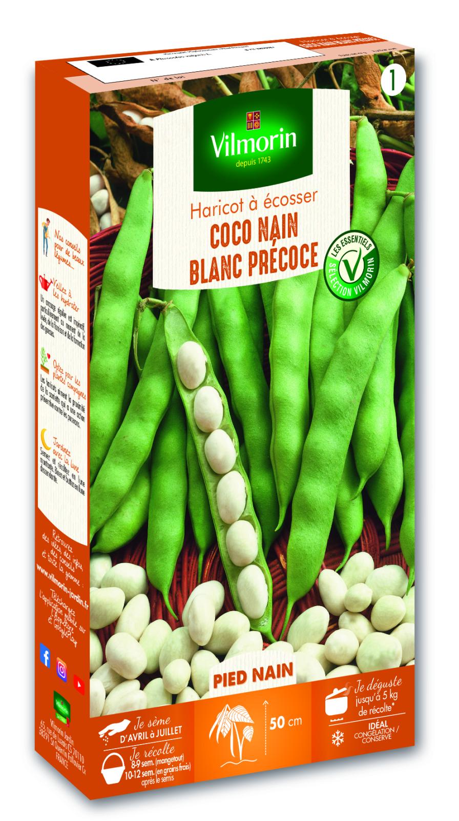 Haricot Nain à Ecosser Coco Blanc Précoce - 200gr
