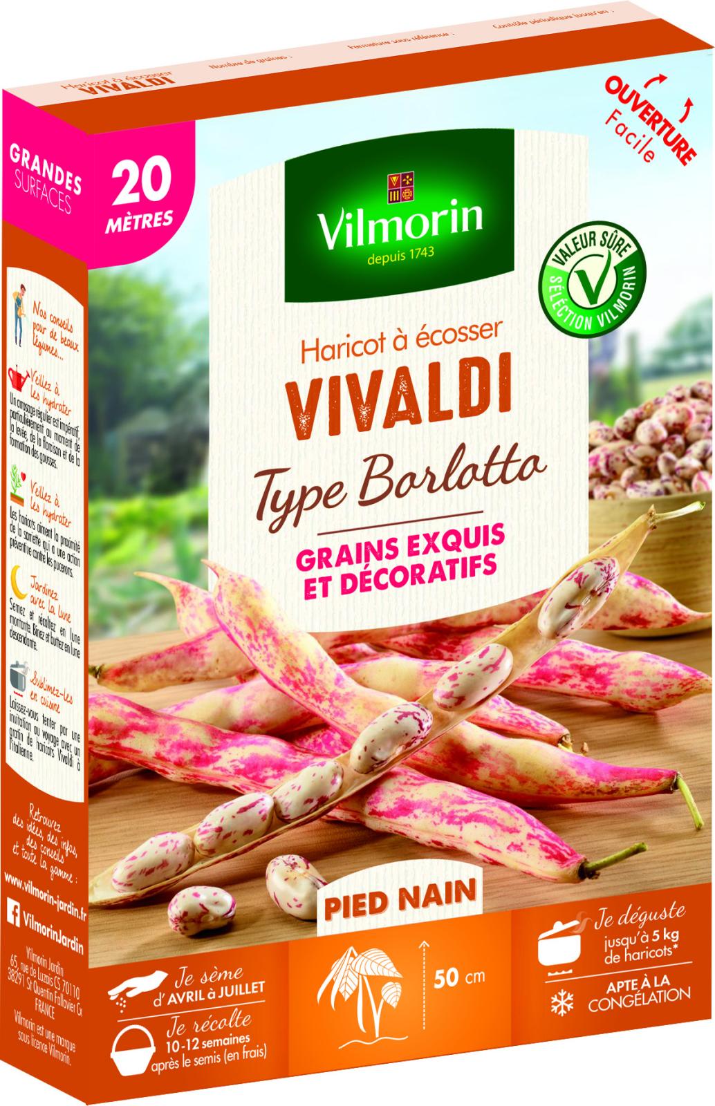Haricot Nain à Écosser Vivaldi (Type Borlotto) - 20m