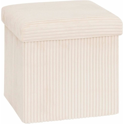 Pouf pliant Arum côtelé 38 x 38 cm ivoire 3560231081959