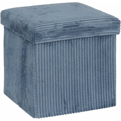 Pouf pliant Arum côtelé 38 x 38 cm bleu encre 3560231105860