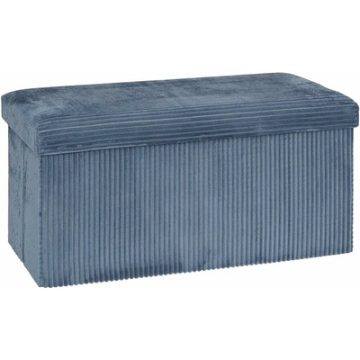 Pouf pliant double Arum côtelé 76 x 38 cm bleu encre 3560231105891