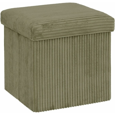 Pouf pliant Arum côtelé 38 x 38 cm vert kaki 3560231105884