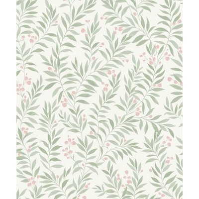Papier peint vinyle sur intissé little flowers vert et rose