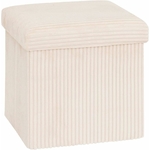 Pouf pliant Arum côtelé 38 x 38 cm ivoire 3560231081959