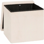 Pouf pliant Arum côtelé 38 x 38 cm ivoire 2