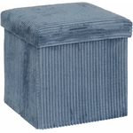 Pouf pliant Arum côtelé 38 x 38 cm bleu encre 3560231105860