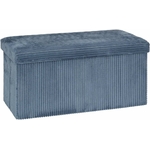 Pouf pliant double Arum côtelé 76 x 38 cm bleu encre 3560231105891