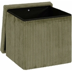 Pouf pliant Arum côtelé 38 x 38 cm vert kaki 1