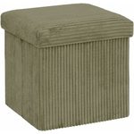 Pouf pliant Arum côtelé 38 x 38 cm vert kaki 3560231105884