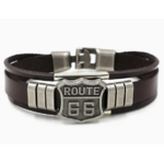 Bracelet en cuir route 66 brun