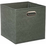 Boîte de rangement carrée vert kaki de 31 cm de côté, pratique et tendance pour une organisation facile de votre intérieur.