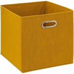 Boîte de rangement cubique jaune moutarde de 31 cm de côté, idéale pour une organisation maison à la fois fonctionnelle et colorée