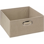 Boîte de rangement pliable beige en lin, taille 31 x 31 x 15 cm, idéale pour organiser les espaces de vie.