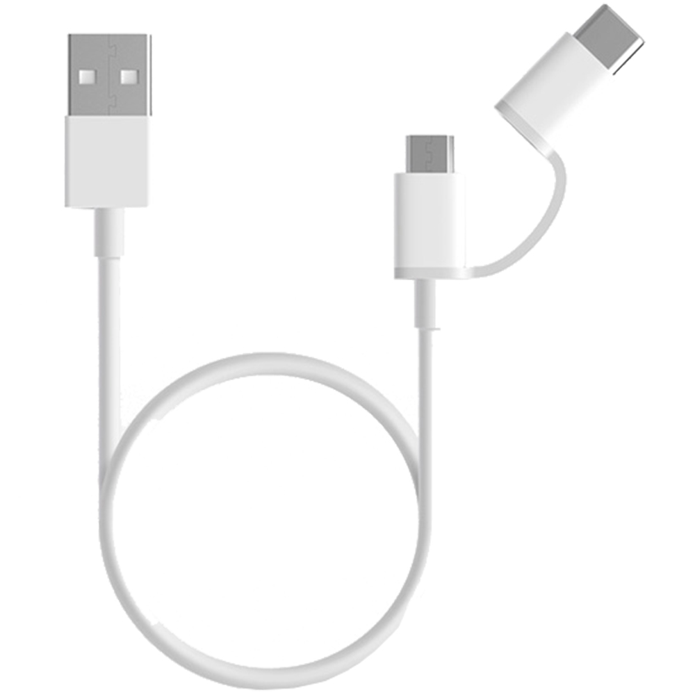 Accessoires téléphonie câble XIAOMI Mi 2en1 USB vers micro USB et USB-C Blanc infinytech Réunion 1