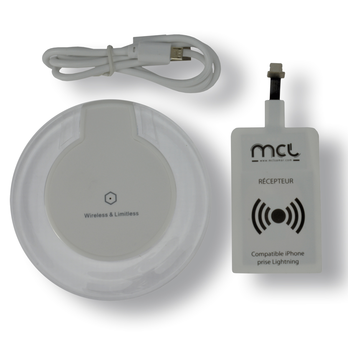 Accessoires téléphonie chargeur à induction MCL avec adaptateur iPhone infinytech Réunion 2