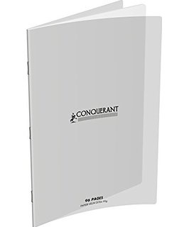 Cahier 96 pages - 24x32cm - grands carreaux 90g polypro incolore -  Conquérant - BURO REUNION