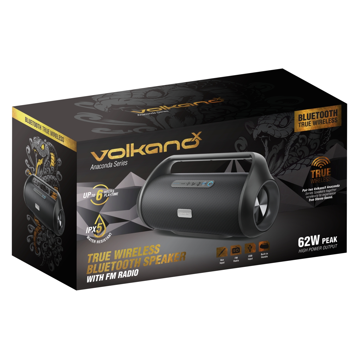 Matériels audio enceinte nomade VOLKANO VK-3412-BK Anaconda Series Noir infinytech Réunion 4