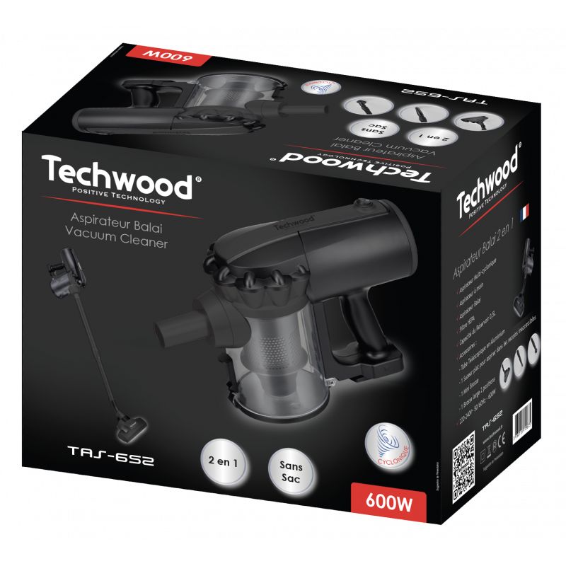 Petit électroménager aspirateur balai 2 en 1 TECHWOOD TAS-652 Noir infinytech Réunion 4