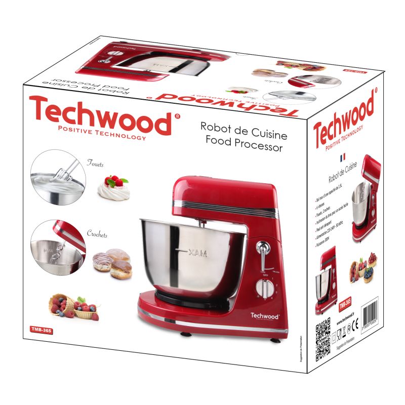 Petit électroménager robot pâtissier TECHWOOD TMB-365 Rouge infinytech Réunion 3