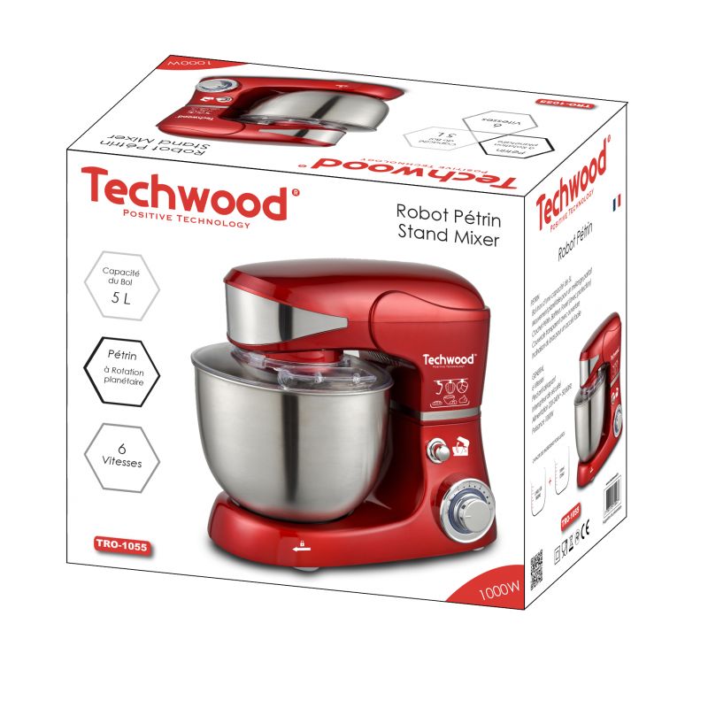 Petit électroménager robot pétrin TECHWOOD TRO-1055 Rouge infinytech Réunion 2