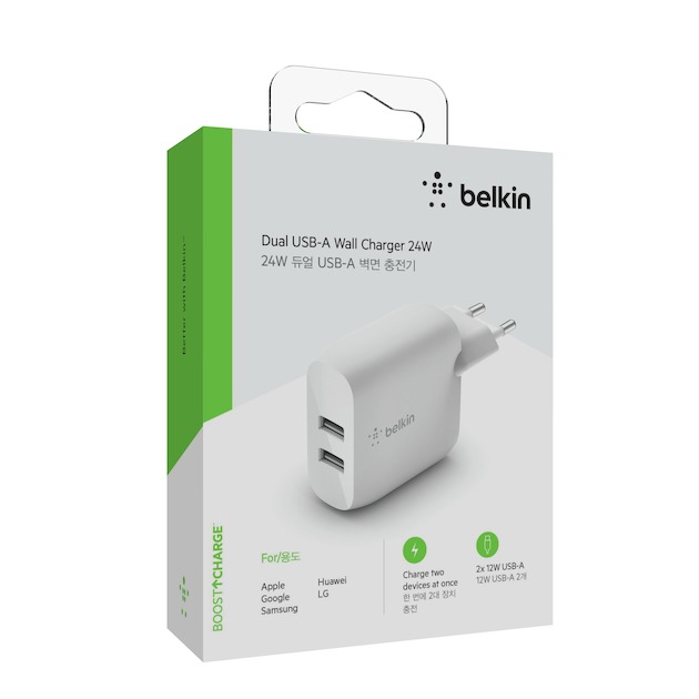 Accessoires téléphonie chargeur secteur BELKIN 2 USB-A avec câble Lightning de 1m Blanc infinytech Réunion 2