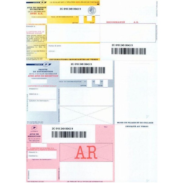 Fournitures bureautique boite de 150 recommandés avec accusé de réception imprimables LA POSTE infinytech Réunion 1