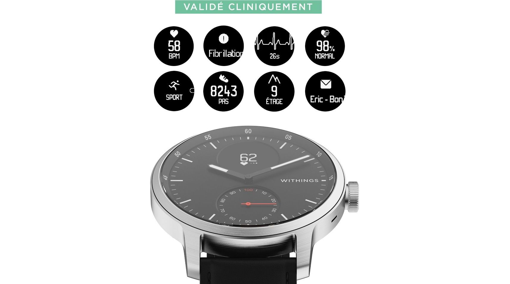 Montre sport connectée WITHINGS SCANWATCH Noire 38mm infinytech Réunion 3