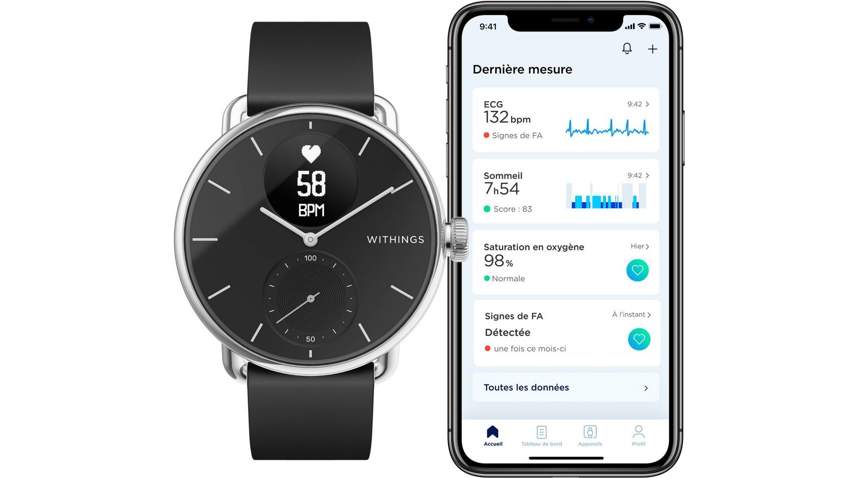 Montre sport connectée WITHINGS SCANWATCH Noire 38mm infinytech Réunion 1