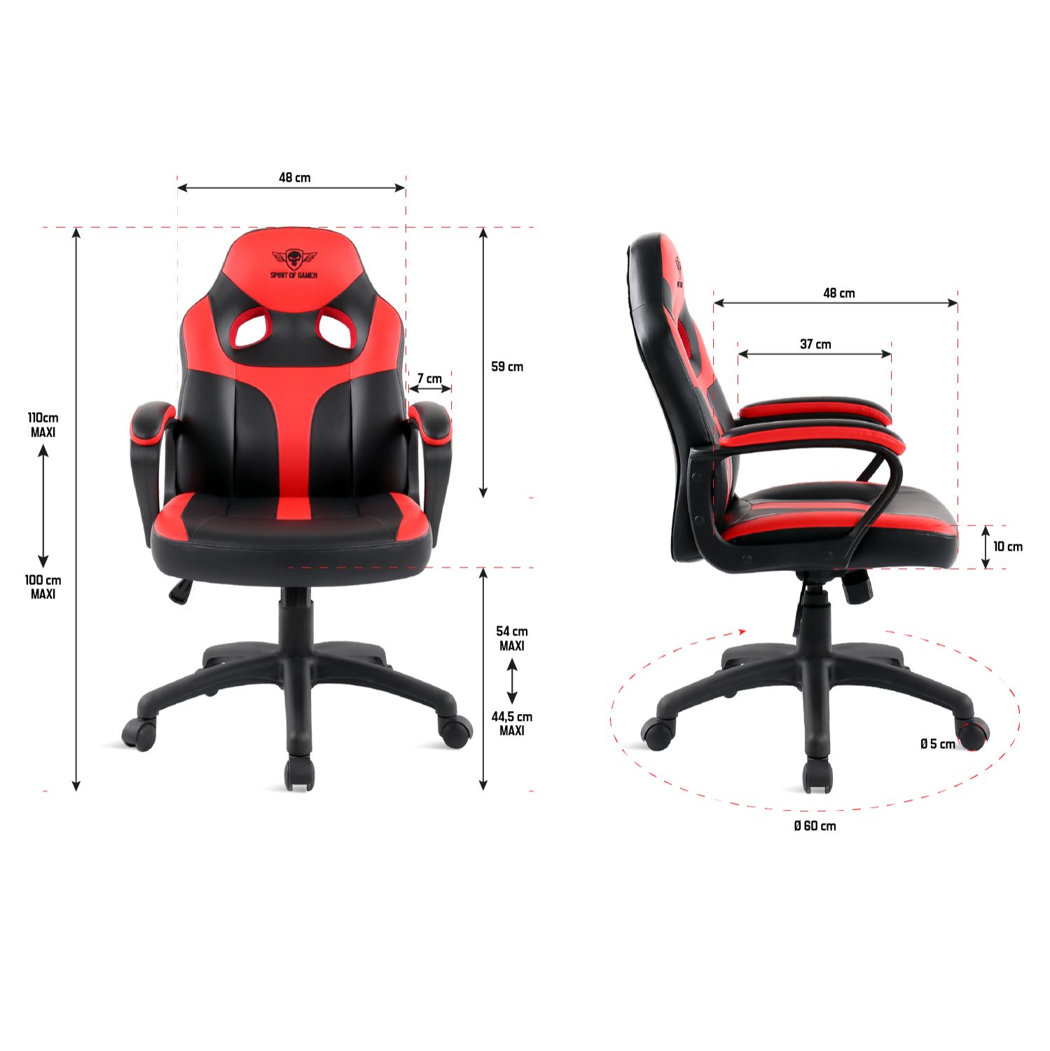 Matériels informatique siège Gaming SOF Fighter Junior Noir Rouge infinytech Réunion 6