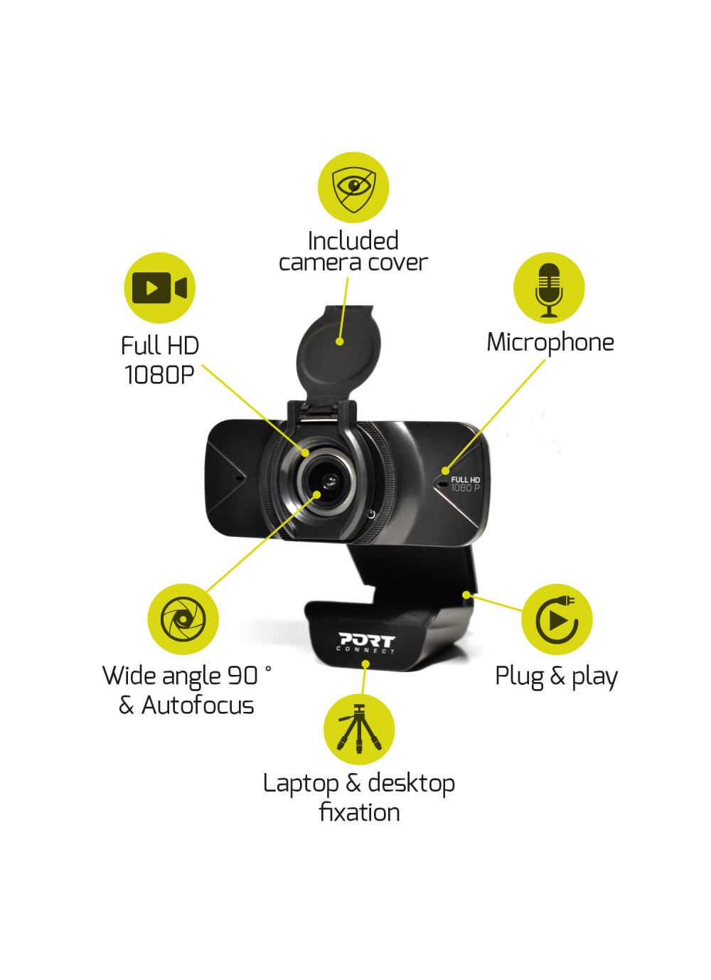 Matériels informatique webcam PORT DESIGNS 900078 Full HD infinytech Réunion 5