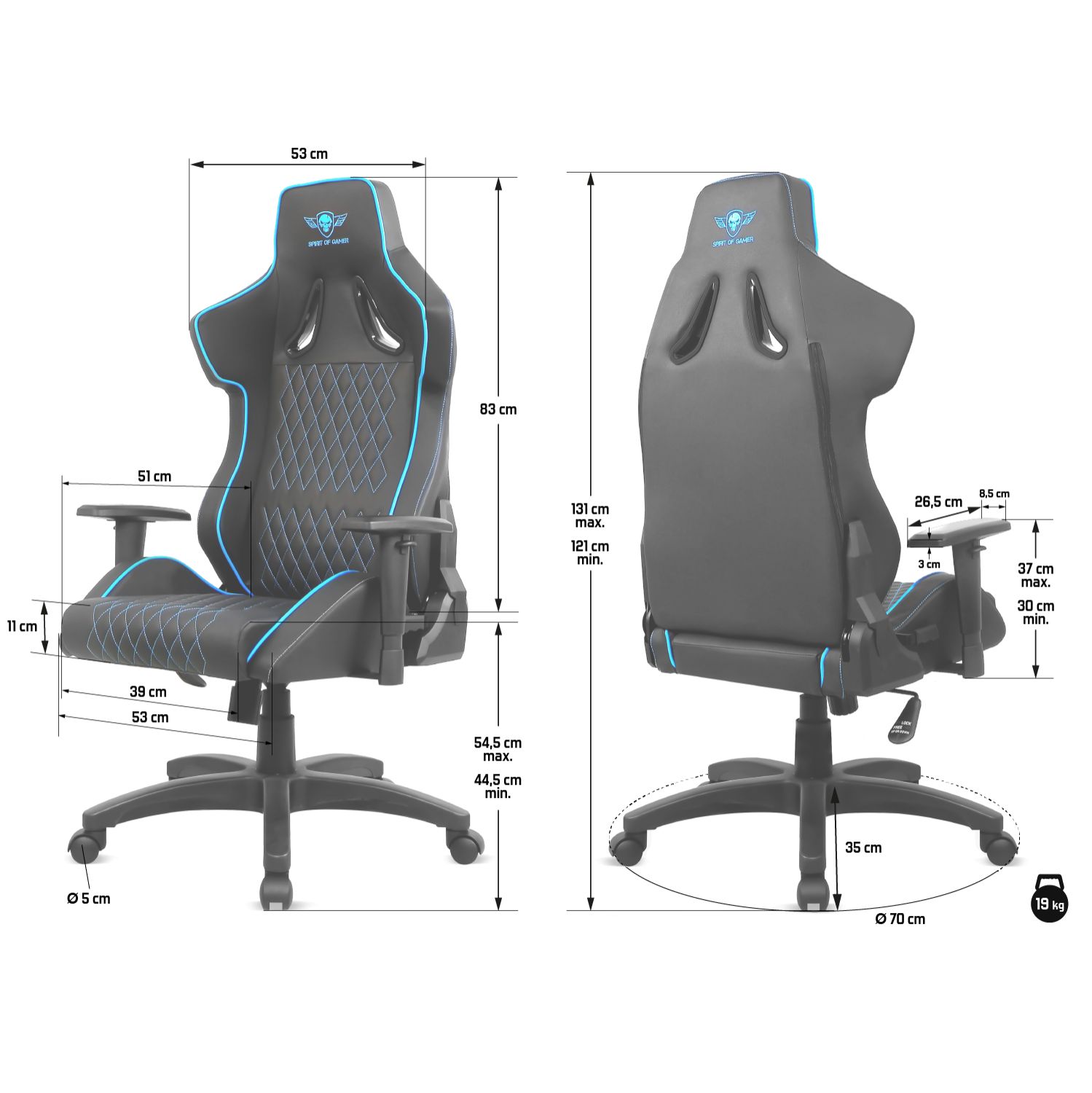 Matériels informatique siège Gaming SPIRIT OF GAMER Neon Series Blue infinytech Réunion 6