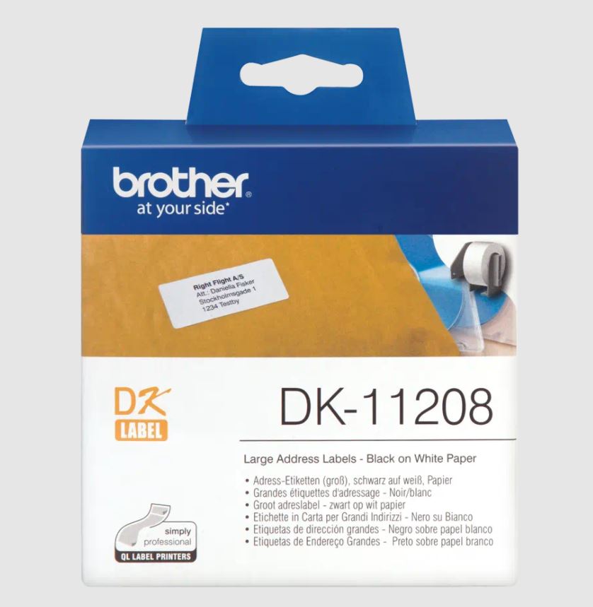Rouleau d'étiquettes Brother DK-22210 / DK22210 Noir / Blanc - ORIGINALE